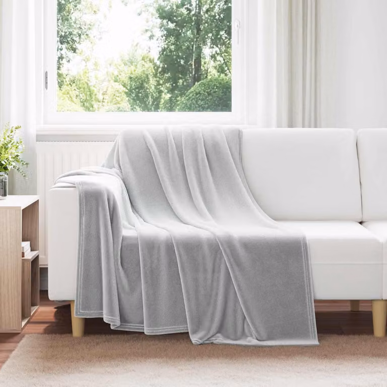 vidaXL Set van 6 Fleece Plaid Dekentjes - Grijs - 200 x 150 cm