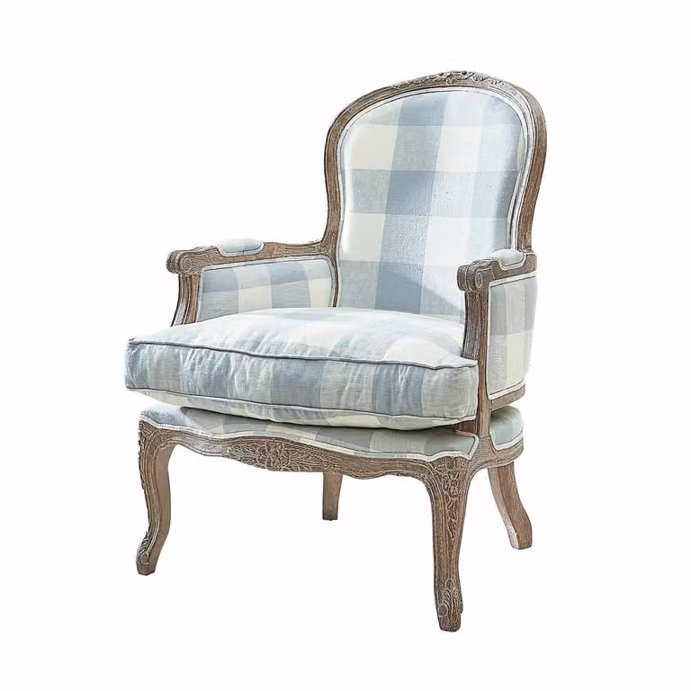 Loberon Leunstoel Quintelais wit/blauw
