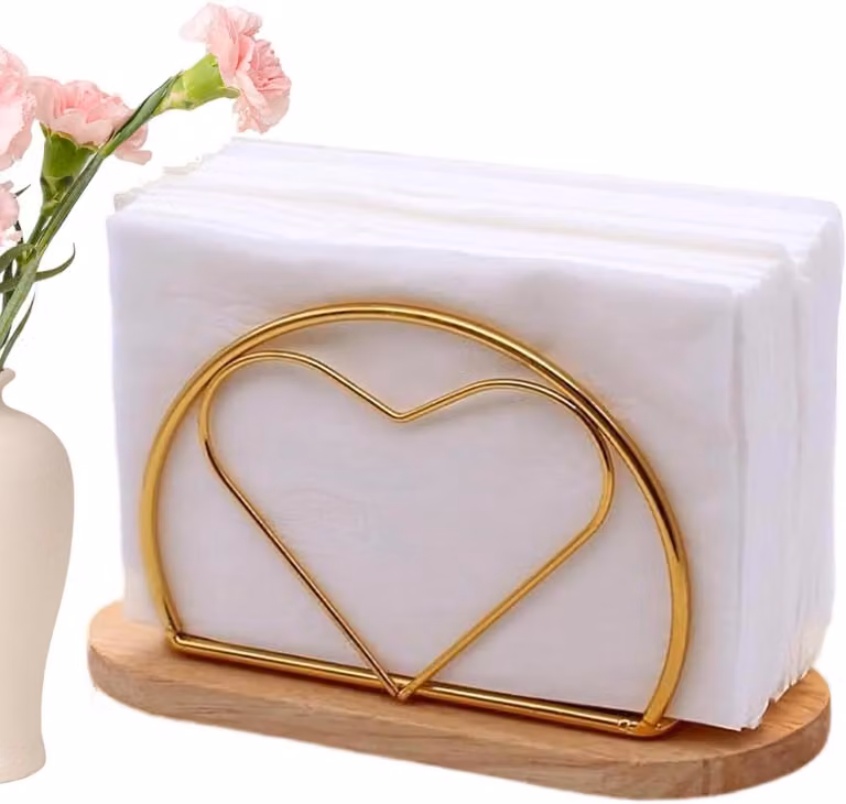 Servettenhouder Hart Goud - Modern rustiek design - B/D/H: 157 x 10 x 67 cm