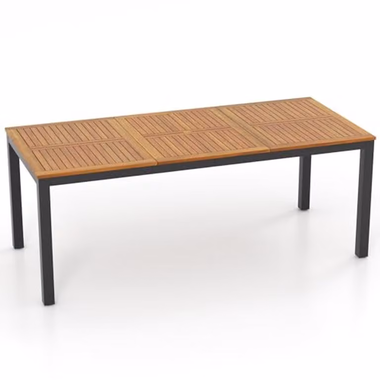 Rechthoekige eettafel van massief hout met paraplugat voor 8 personen, B/D/H: 200 x 100 x 75 cm