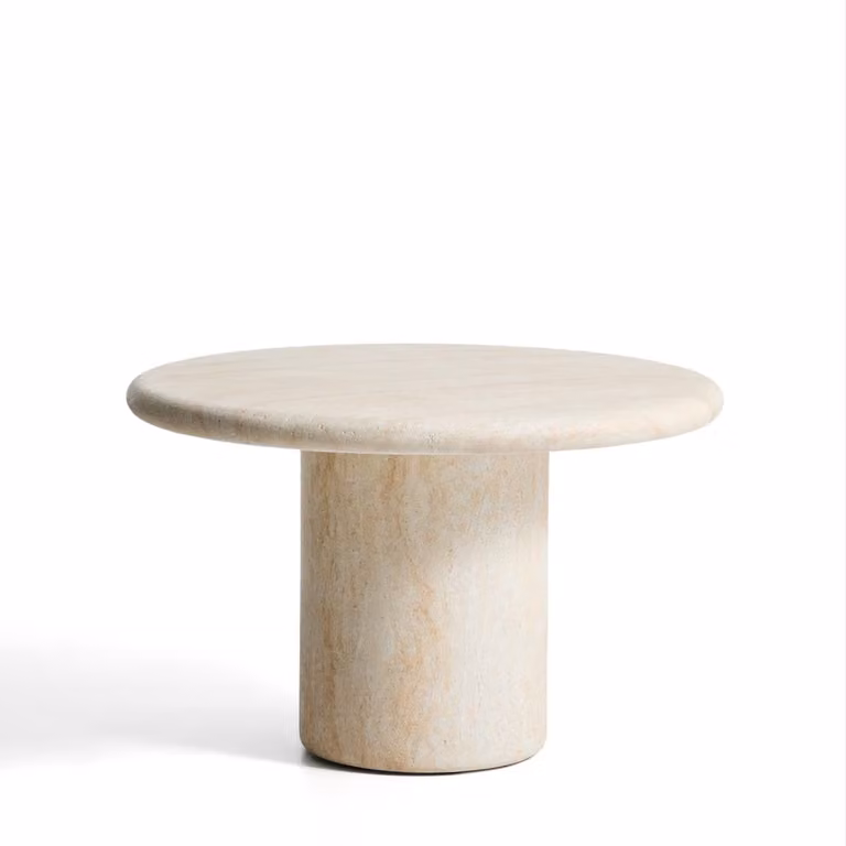 Kave Home Drasi Ronde Eettafel in Travertinlook, Beige, Diameter: 122 cm