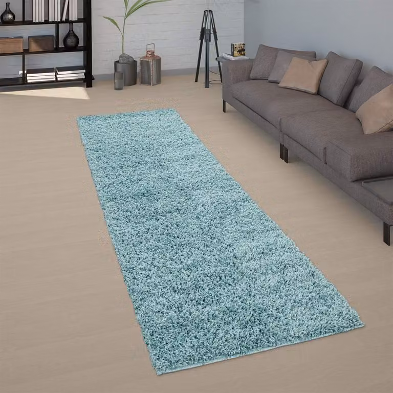 Shaggy vloerkleed hoogpolig pastel turquoise 60 x 100 cm