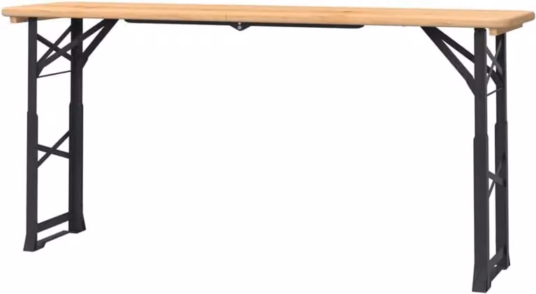 Bruine inklapbare biertafel en tuinstafel met verstelbare hoogte, B/D/H: 170 x 50 x 75/105 cm