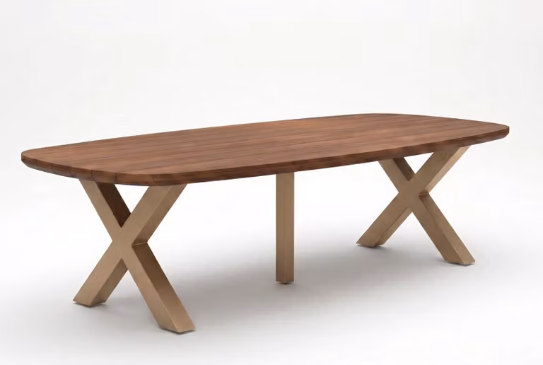 Lifestyle Garden Furniture Falcon/Cardiff ovale tuintafel van teak in het bruin, Breedte: 300 cm