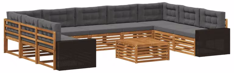 vidaXL Tuinset voor 10 personen, natuurlijke en antraciet kleur