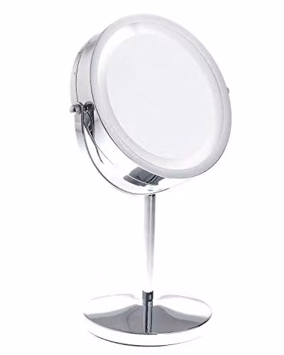 TUKA-i-AKUT Verlichte LED-make-upspiegel, 7 inch, 5x vergroting, chroomkleurig, dubbelzijdig