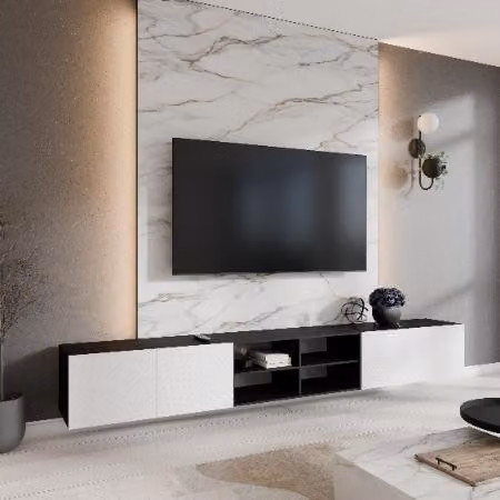 MargaretHadas24 Nicole IV TV-kast - Modern design - Zwart en wit - Breedte: 300 cm