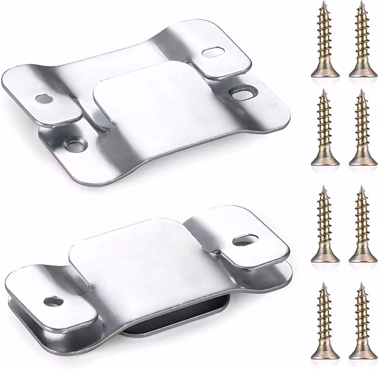 Set van 4 universele metalen meubelconnectoren met schroeven in zilver, stevige heavy duty verbindingsstukken voor banken, sofa's en bedden