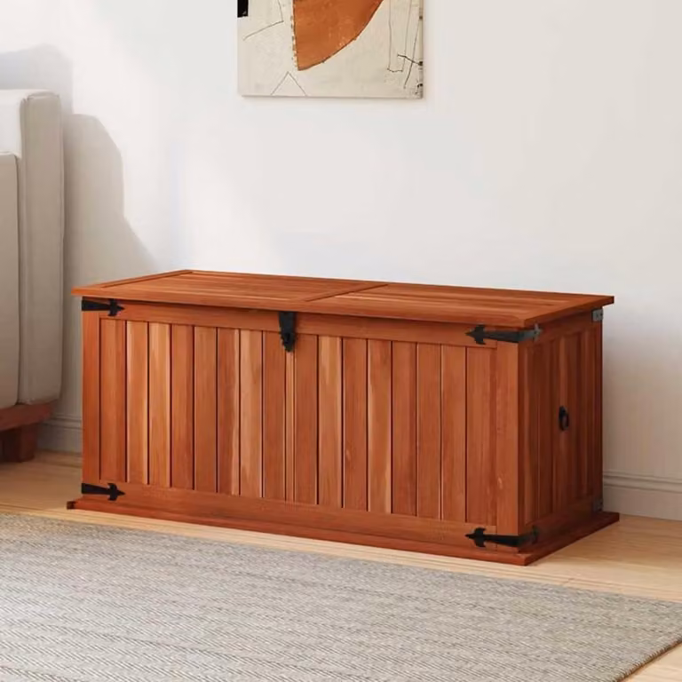 Bruine houten opbergkist voor de woonkamer, slaapkamer of hal - B/D/H: 90 x 45 x 40 cm