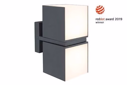 Lutec Cuba Design Wandlamp voor Buiten - Grijs - Aluminium en Kunststof - IP54 - LED Up & Down Lichteffect