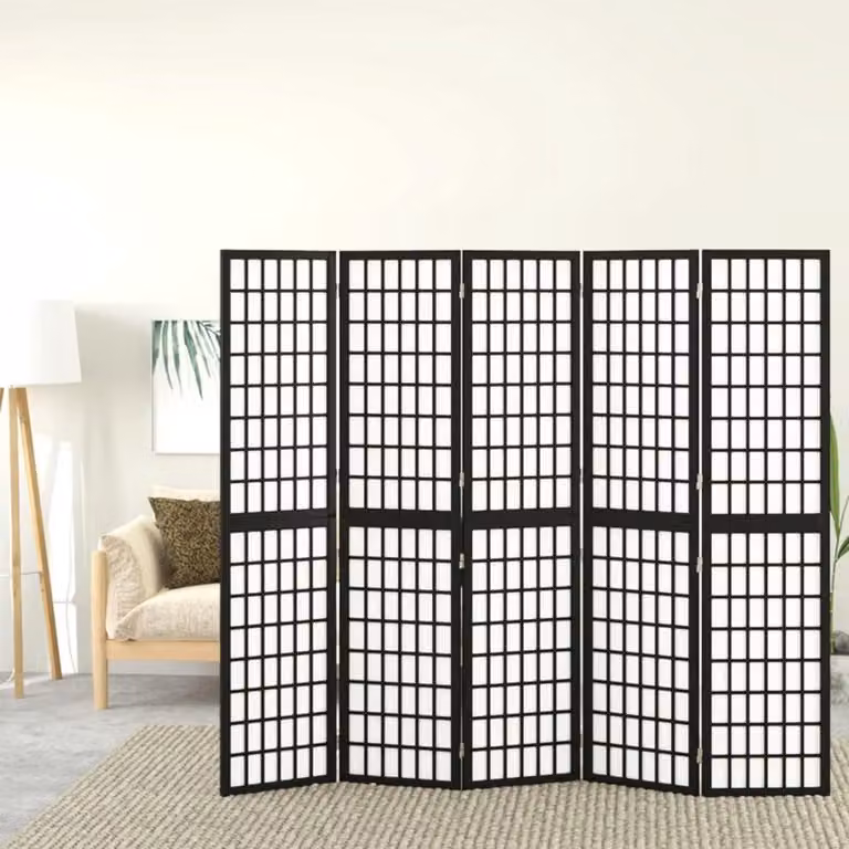 Opvouwbare Kamerverdeler in Japans Shoji Design - Zwart - 170 cm hoog