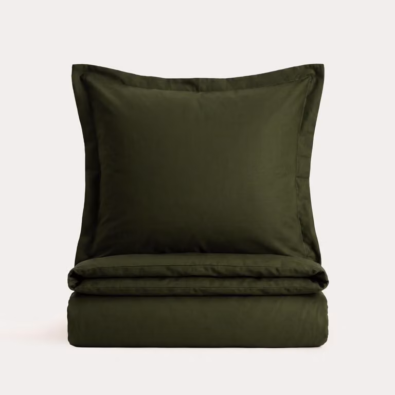 HOMLA MILO Beddengoed Satijn met Olijfgroene Piping B/D/H: 160 x 200 cm en 2 x 70 x 80 cm