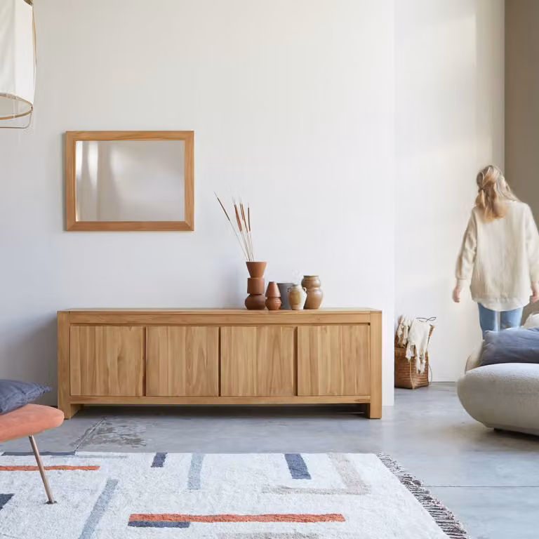 Tikamoon Eden massief teakhouten dressoir - Bruin - Breedte: 210 cm