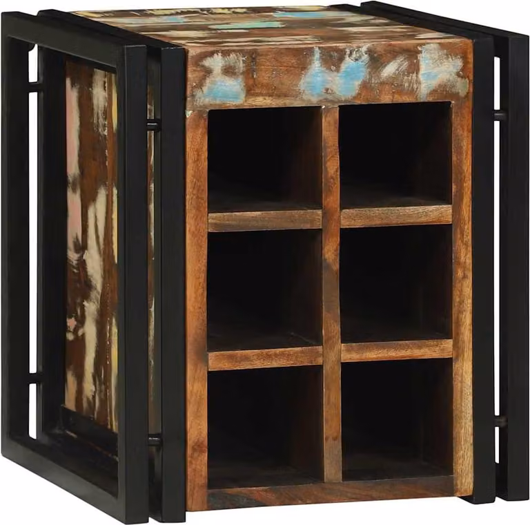 vidaXL Wijnrek van massief gerecycled hout, B/D/H: 35 x 35 x 39 cm