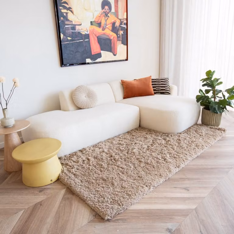Hoogpolig vloerkleed Pilo taupe polyester 160 x 230 cm