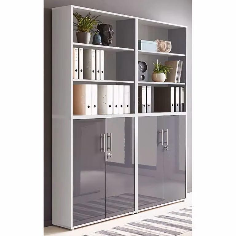 home24 Kastenset 4-delig type A, grijs/lichtgrijs/hoogglans antraciet, B/D/H: 114 x 33 x 85 cm