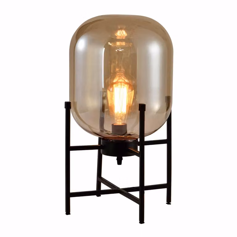 QUVIO Moderne Tafellamp met Glazen Stolp en Metalen Frame - Diameter: 28 cm