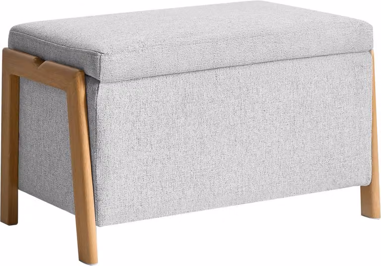 Edland Modern Opbergbankje voor Slaapkamer of Woonkamer - Lichtgrijs - Polyester
