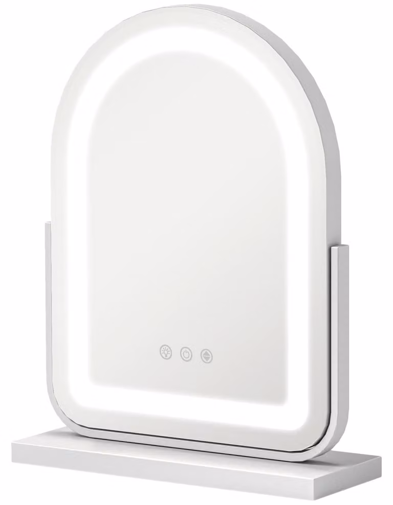 HOMCOM Make-upspiegel met LED-verlichting, wit, 3 kleuren, draaibaar met touchscreen