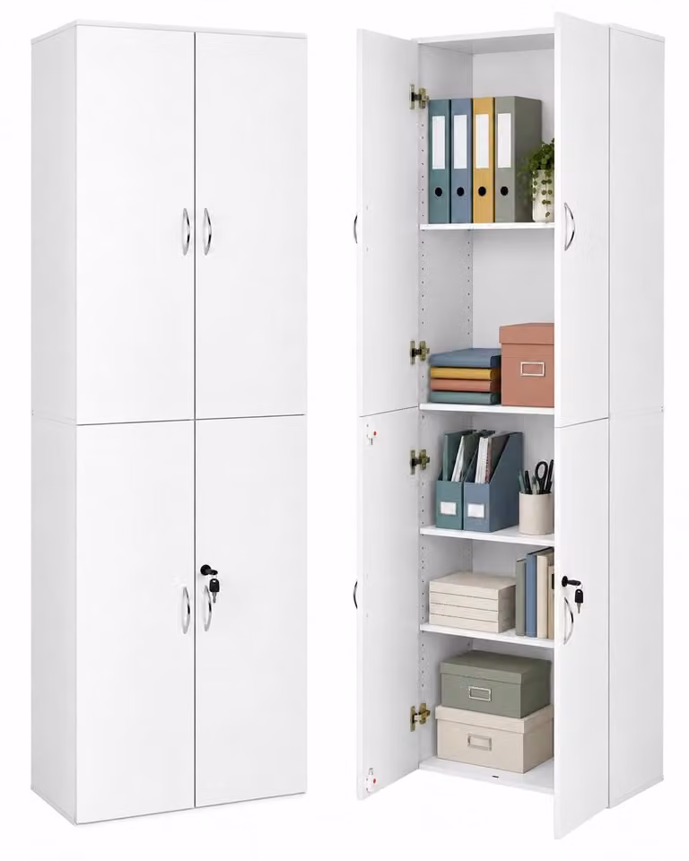 CINK & Co Archiefkast Wit met Verstelbare Planken en Afsluitbare Deuren B/D/H: 58 x 30 x 180 cm