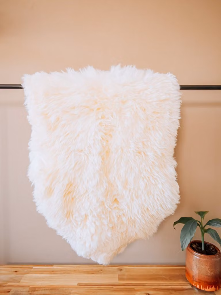 Echte Texelse schapenvacht Wit Naturel - Maat S (95 cm)