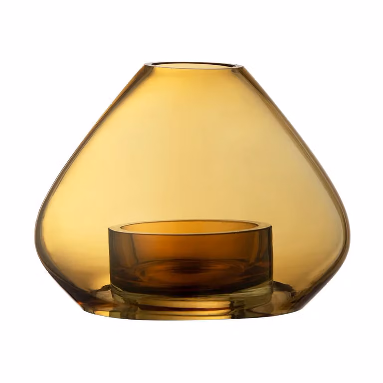 AYTM Uno lantaarn-vaas van glas in amber, Hoogte: 12 cm