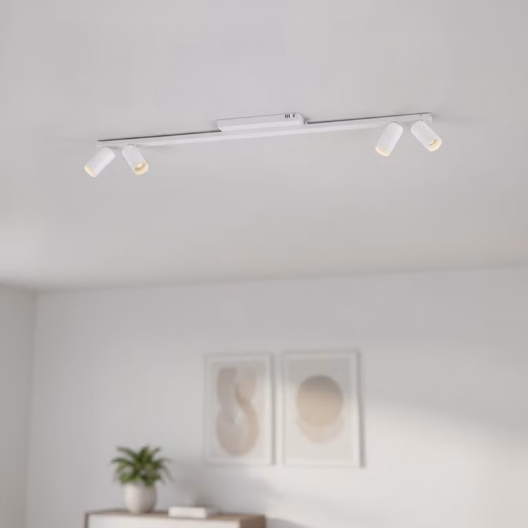 Lyora Oso 4-lichts plafondlamp wit aluminium B: 120 cm, D: 8 cm, H: 3 cm