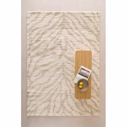NOUS Living vloerkleed zand/crème met dierenprint, rechthoekig, 290 x 200 cm