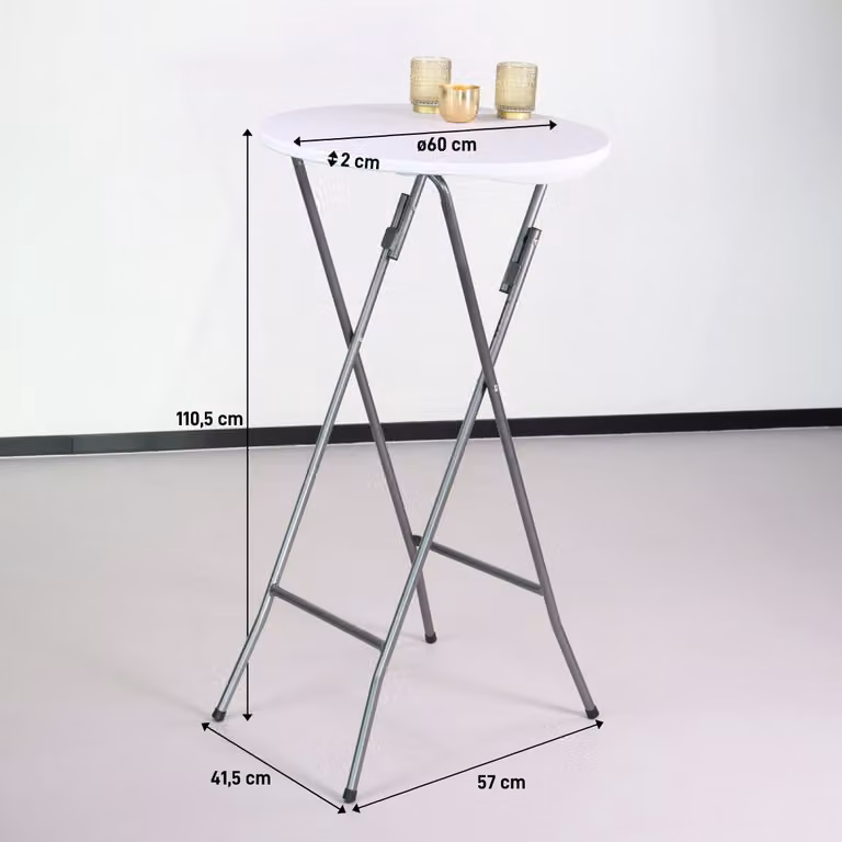 REKE Statafel Wit RVS Rond Diameter: 60 cm, Hoogte: 110 cm