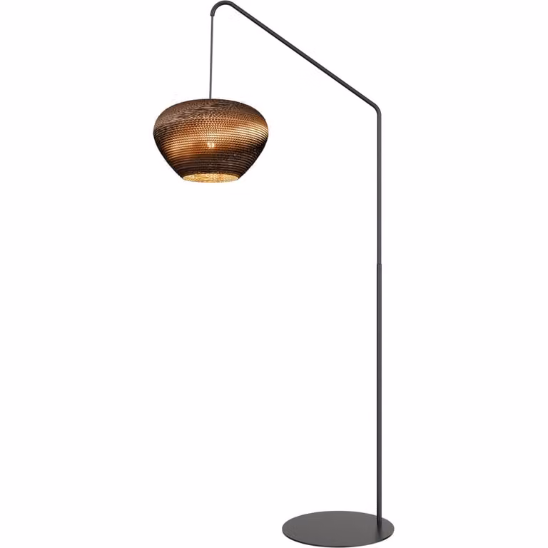 Masterlight Think Paper vloerlamp Cartone met zwarte voet en aluminium details