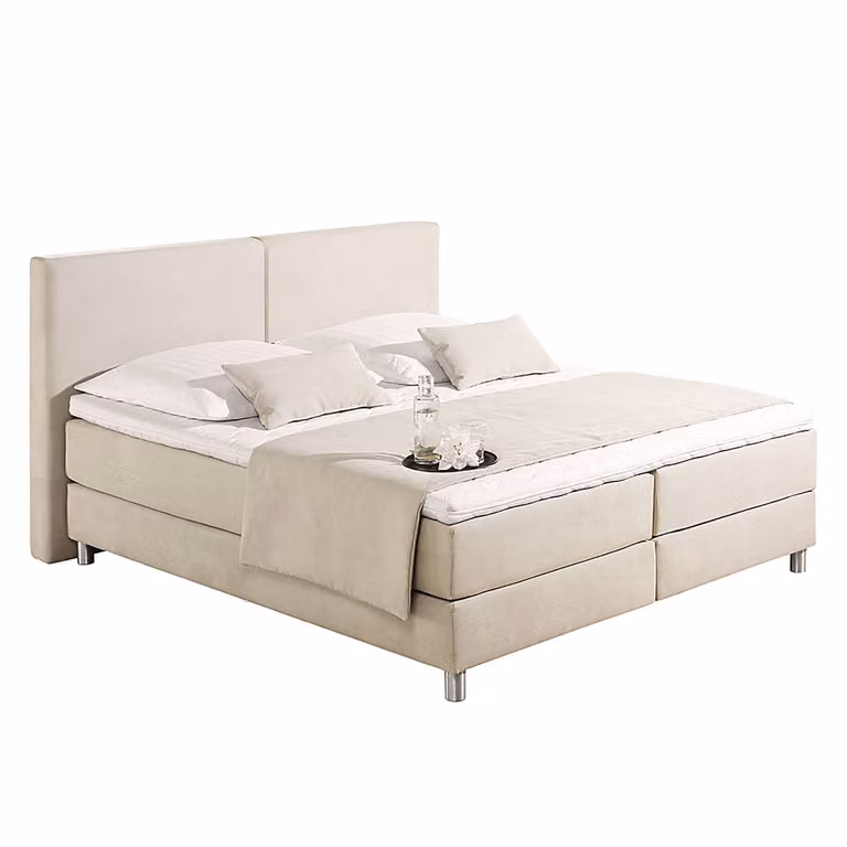 home24 Boxspring Nilan 180 x 200 cm mixweefsel beige/ecru H3 met pocketveringmatras