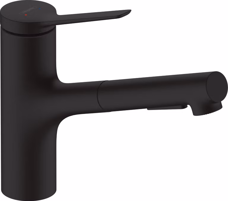 Hansgrohe Zesis M33 spoelwastelmengkraan met uittrekbare douchekop, 2 straalstanden en sBox lite systeem, matzwart