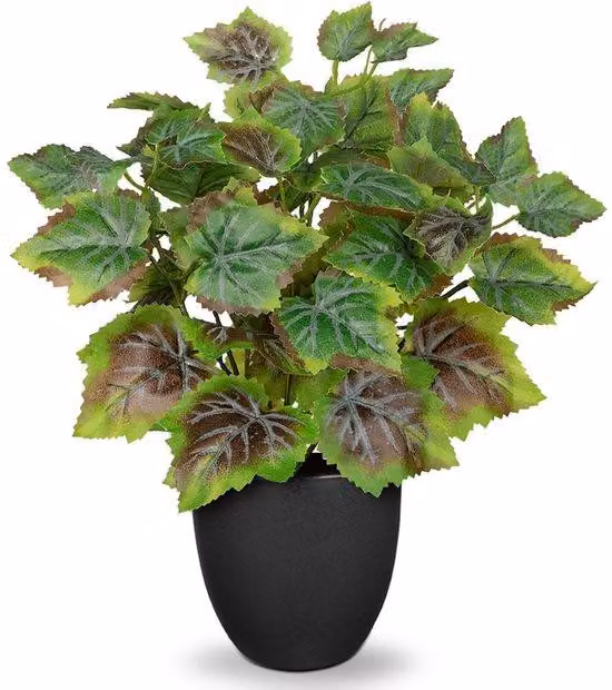 Unyqoos Kunstplant met muntblaadjes, groene decoratie voor binnen en buiten met verstelbare takken en natuurlijke steenbekleding
