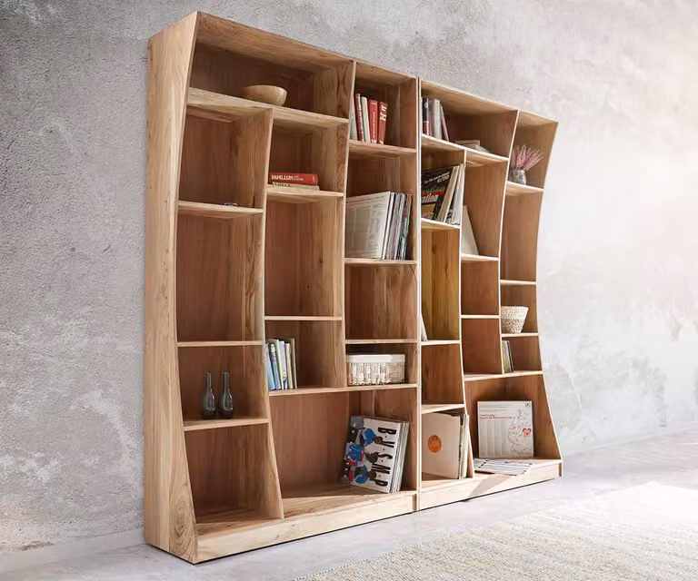 DELIFE Set van 2 Staande kasten Live-Edge Acacia hout Bruin Hoogte: 242 cm