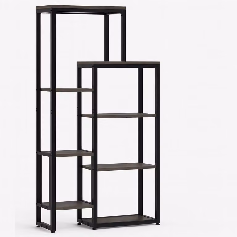MAZAZU Industriële Opbergkast en Wijnkast met Houtlook en Zwart Frame, B/D/H: 80 x 30 x 175 cm