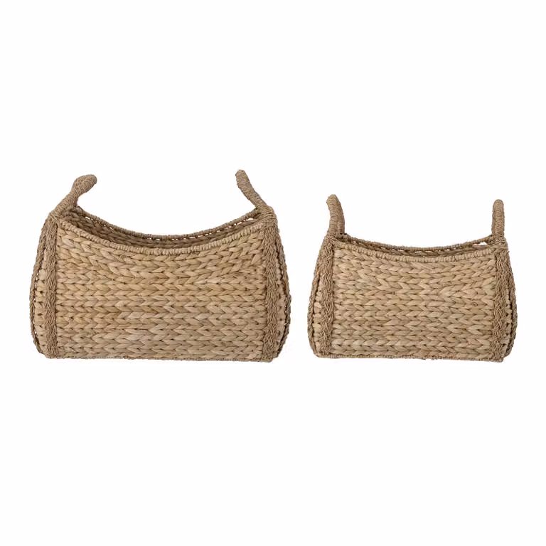 Bloomingville Selma Manden Set van 2 stuks - Beige/Sand - Open Weave Rattan en Zeegras