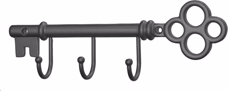 Wandgemonteerde sleutelhouder in brons grijs met klassieke stijl, Breedte: 216 cm
