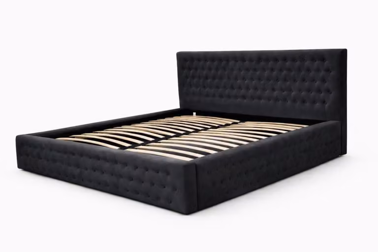 Chesterfield 11 Gestoffeerd Bed met Opbergruimte en Gecapitonneerd Hoofdbord - 160 x 200 cm - Zwart
