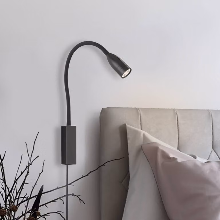 Fischer & Honsel Sten LED wandlamp zwart metaal dimbaar H x B x D: 61 x 4 x 4 cm