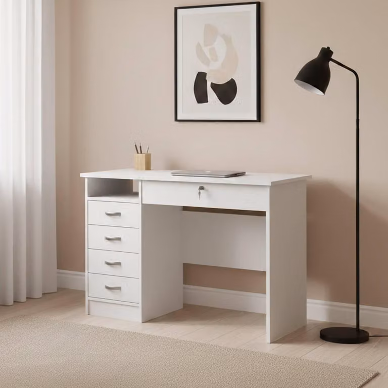 Giga Living Kantoorbureau Function Plus Wit met 5 lades