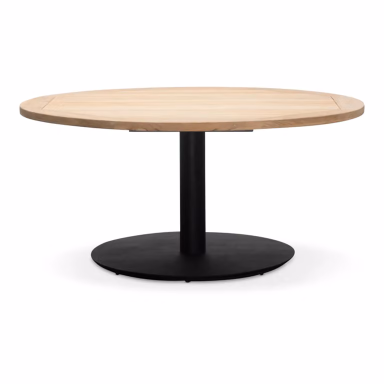 LUX outdoor living Ventura low dining tuintafel voor 6 personen, teakhout en aluminium, Natural Teak/antraciet, Ø 150 cm