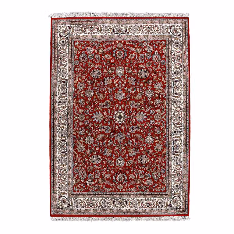 home24 Wollen vloerkleed Benares Isfahan rood, 200 x 300 cm