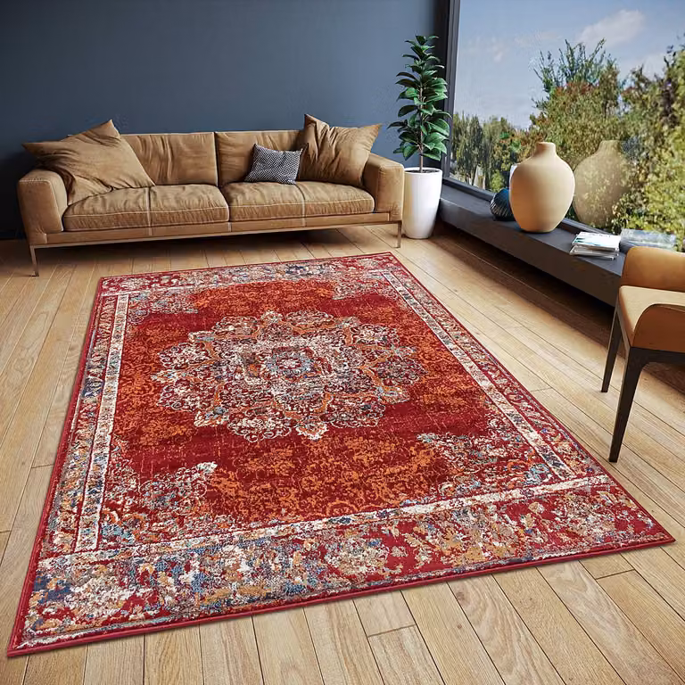 home24 Oosters vloerkleed Maderno rood/robijnrood B: 57 cm, L: 90 cm