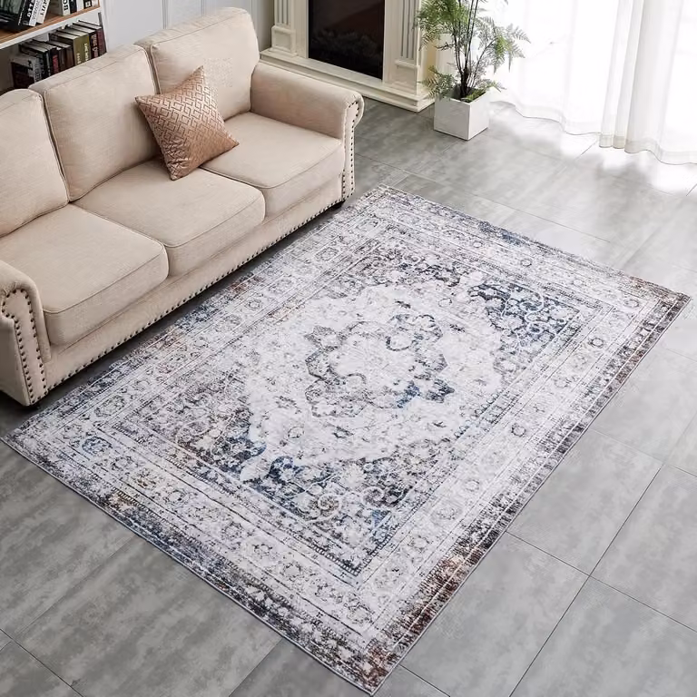 Machinewasbaar Vloerkleed met Antislip - Lichtblauw - 120 x 160 cm