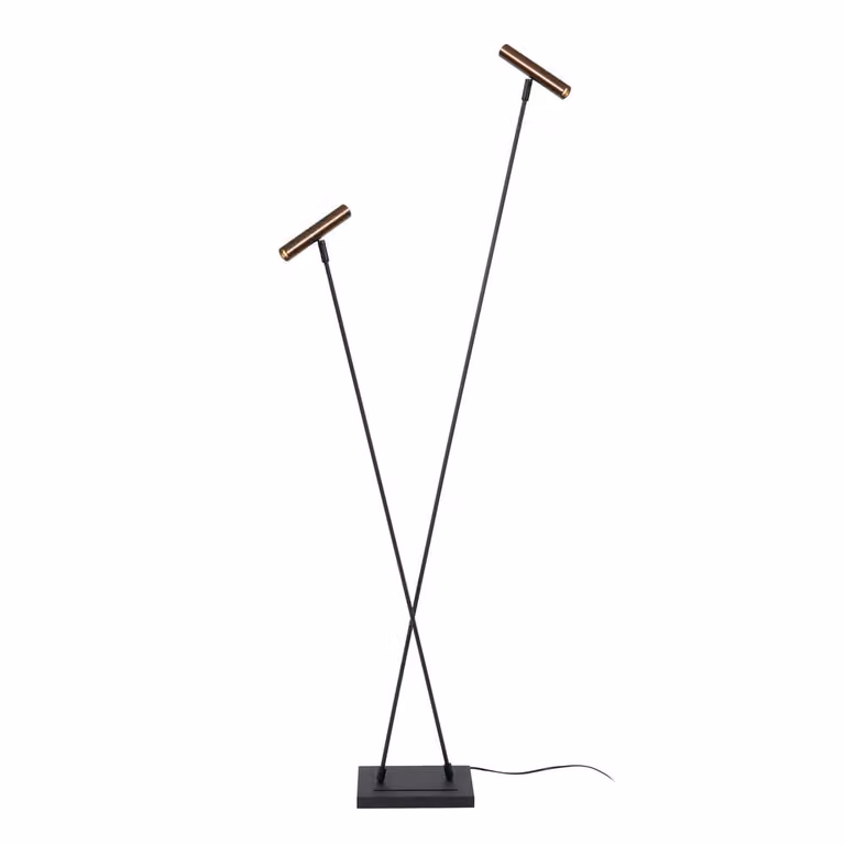 Lucide Duarte Vloerlamp - Zwart en Koffie Bruin - 2x G9 - Modern Design