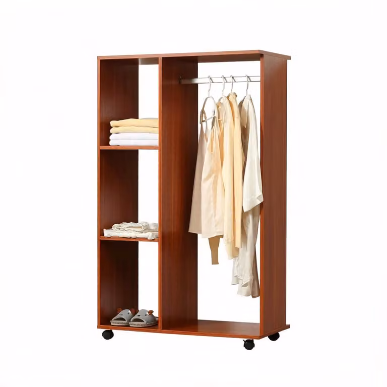 SONNENH Open kledingkast op wielen met hanggedeelte, Walnootlook, B/D/H: 80 x 40 x 128 cm