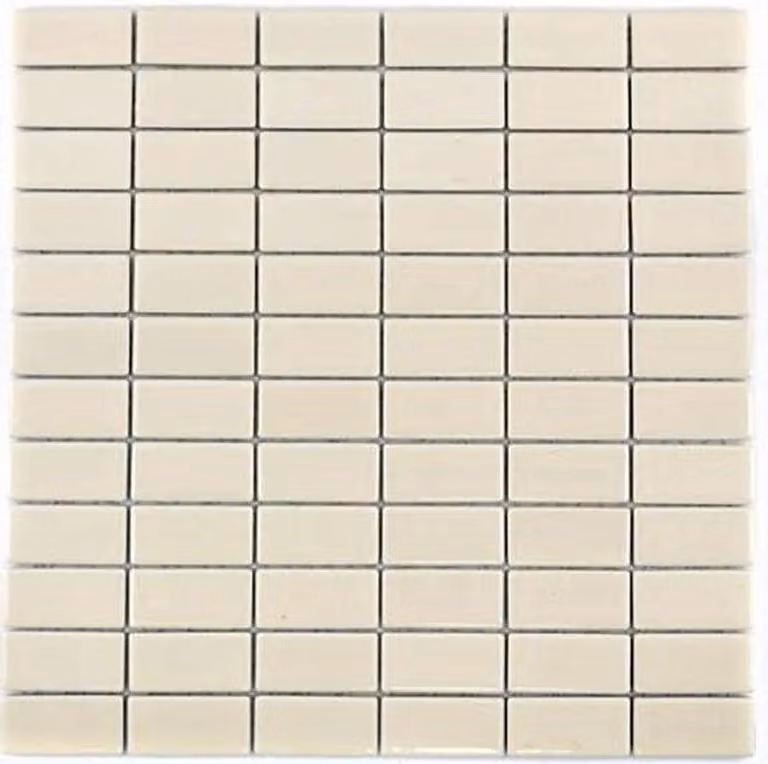 Mozaïek Tegels Keramiek Stokjes Badkamer Wand Glanzende Afwerking Beige - 10 matten 0,89 m2