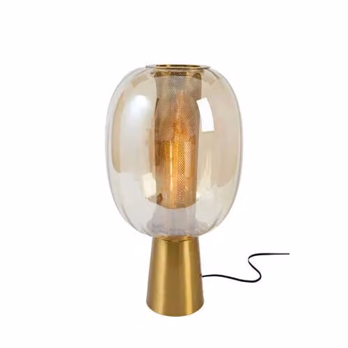 Light & Living Mindelo Tafellamp - Goud/Messing/Transparant - B: 30 cm, H: 57 cm