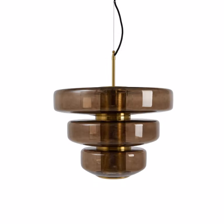 Light & Living Meyara hanglamp glas bruin goud B: 40 cm, H: 30 cm