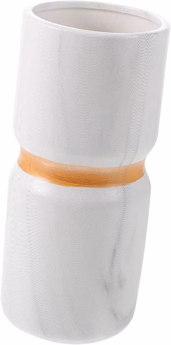 Keramische Vaas Grijs Marmer met Gouden Decoratie - 20 x 9 cm